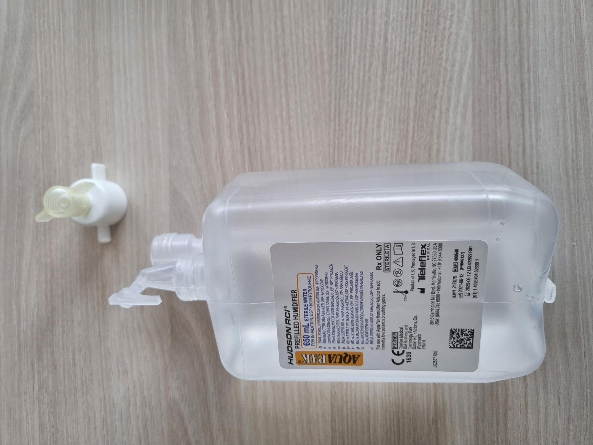 10 x Sterilwasser Aquapak 650ml im geschlossenen System- inkl- O2-Adapter zum Anschluss an Sauerstoffgerte- steriles Wasser zur Inhalation in der Sauerstofftherapie- unser Respiflo Nachfolgeprodukt