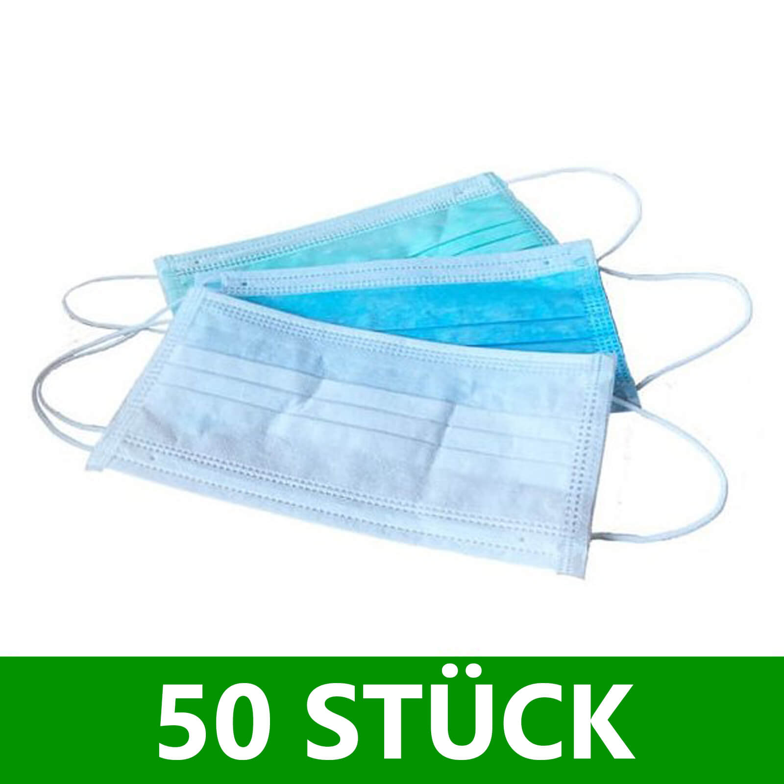 50er Pack ADEBO Medizinischer Mundschutz Mundmaske Typ IIR- latexfrei- 3-lagig- mit elastischen Gummibändern- fusselfrei