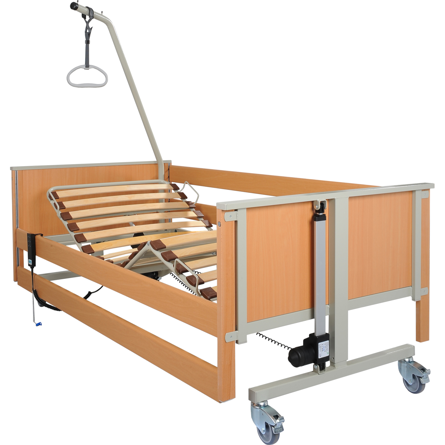 AKS L4 SMPS + FTL Pflegebett- inkl- Fusstieflagerung- das variable Leichtgewichtsbett mit Holz-Liegefläche- das Senioren-Pflegebett- bis 150kg