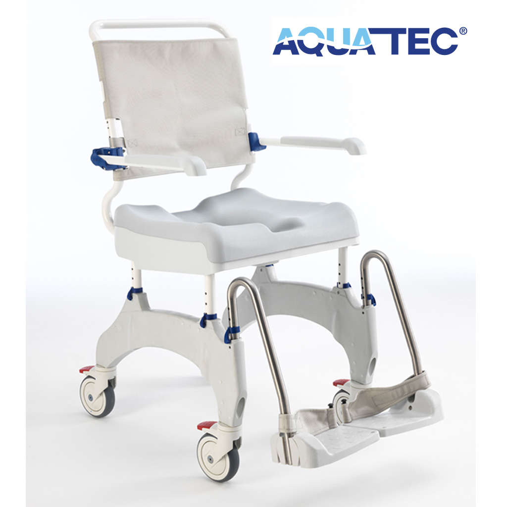 Aquatec Ocean Ergo-5 Dusch- und Toilettenrollstuhl- 5- Rder inkl- Feststeller- Schiebeversion- inkl- Toilettentopf- inkl- Softsitz- bis 150kg