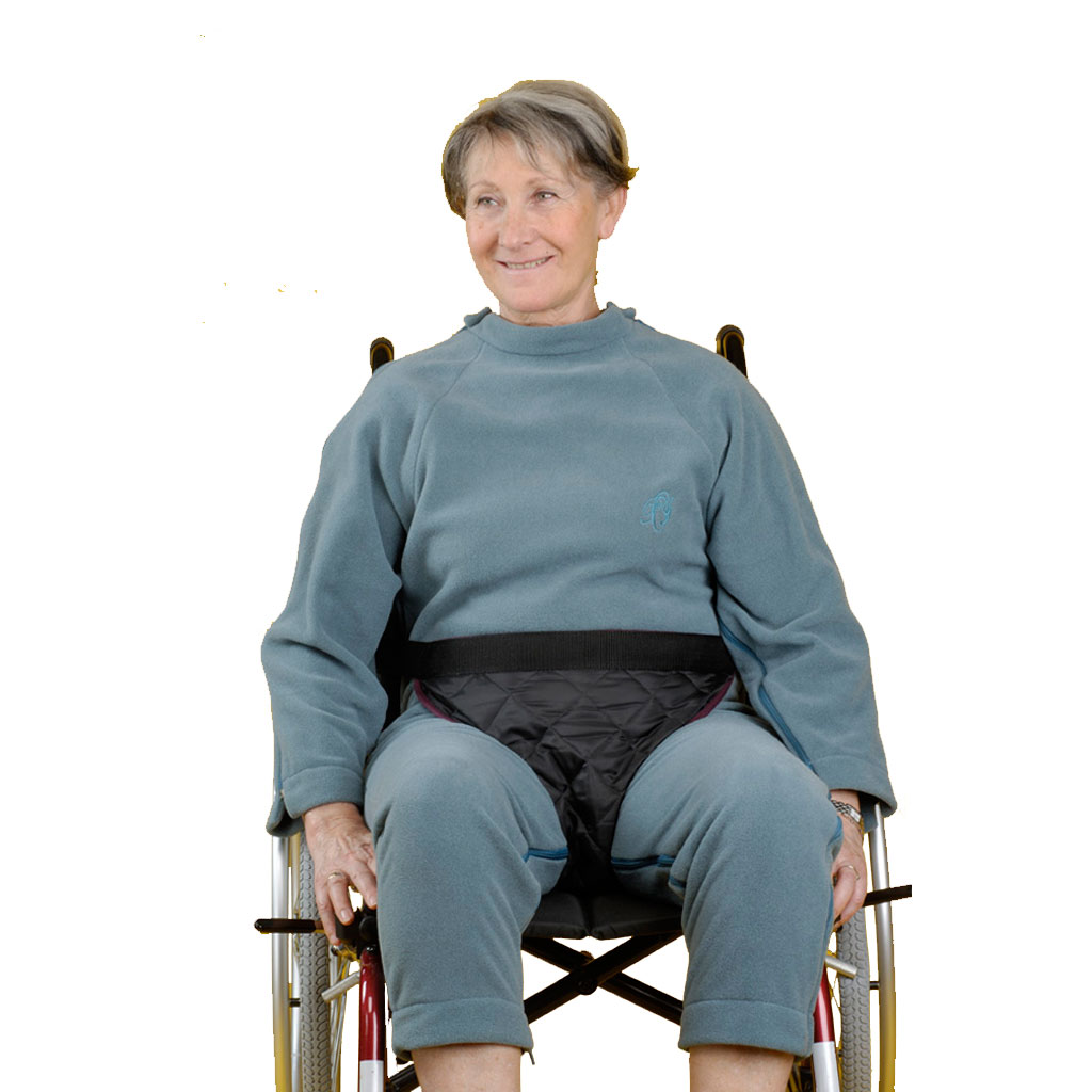Beckenfixierhose Auxilia- verhindert das Vorwärtsrutschen im Rollstuhl- Universal-Beckengurt für fast alle Rollstühle- mit Clipverschluss am Rücken