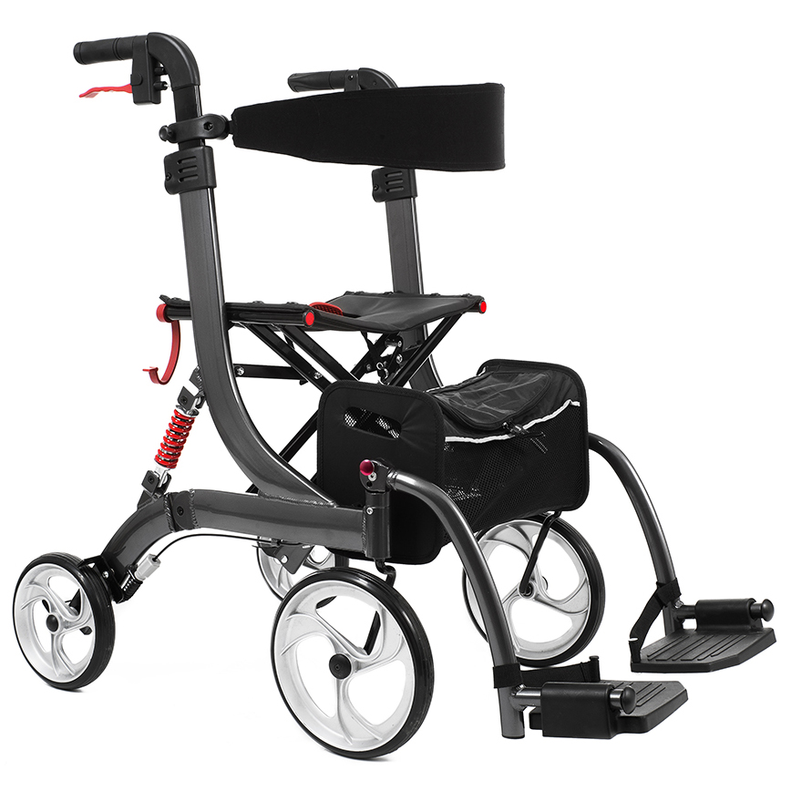 Bescomed Spring VARIO-L- Rollator und Rollstuhl- 2in1- Alu Leichtgewicht unter Rollator (alle Modelle)
