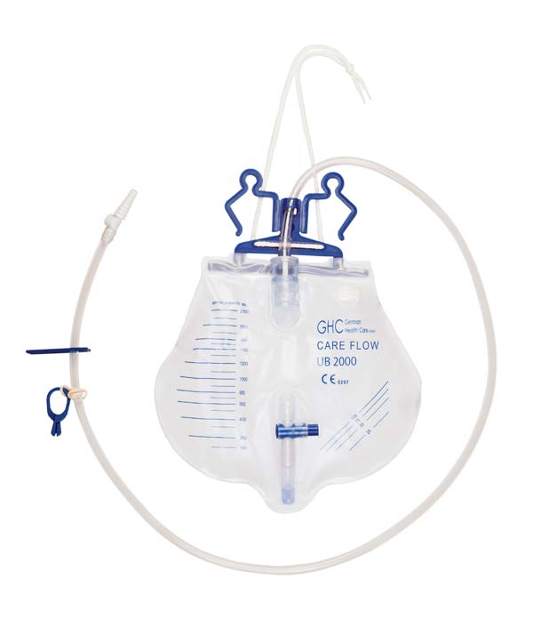 Bettbeutel 2L- geschlossenes Urindrainagesystem- Urinbeutel mit Schlauch 120 cm- steril- 2000ml Volumen (unsere Mono Flo Alternative)