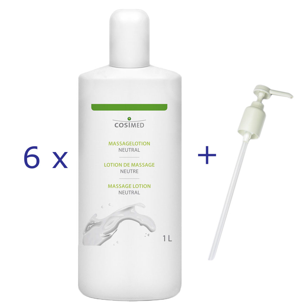 CosiMed Massagelotion neutral- Bundle 6 x 1L mit Dosierpumpe