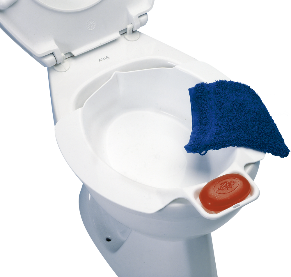 Einsatz-Bidet mit Seifenablage zur einfachen Anwendung im Toilettenbecken