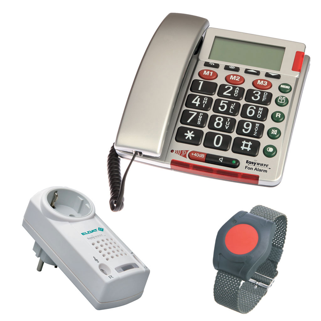 Eldat Funk-Pflegeruf Empfänger Plus mit Notruftelefon Easywave- Empfänger bis 150 m unter Notrufanlagen Rufanlagen