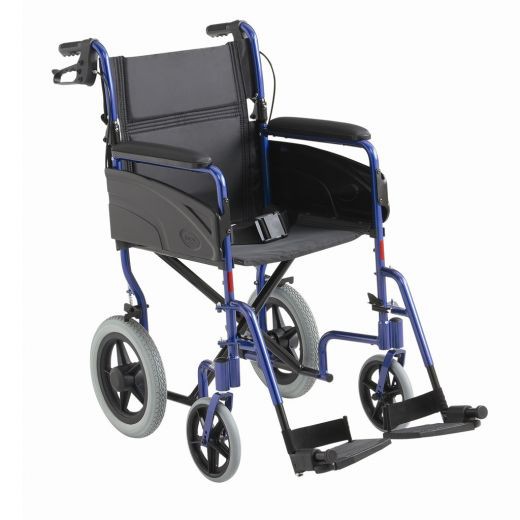 Invacare Alu Lite Reise-Rollstuhl- Basis-Transitrollstuhl aus Aluminium- Bremse fr Begleitperson- faltbarer Rcken- schwenkbare Fusssttzen- faltbarer Kreuzrahmen- Beckengurt- bis 100kg- nur in Sitzbreite 40-5 cm verfgbar!