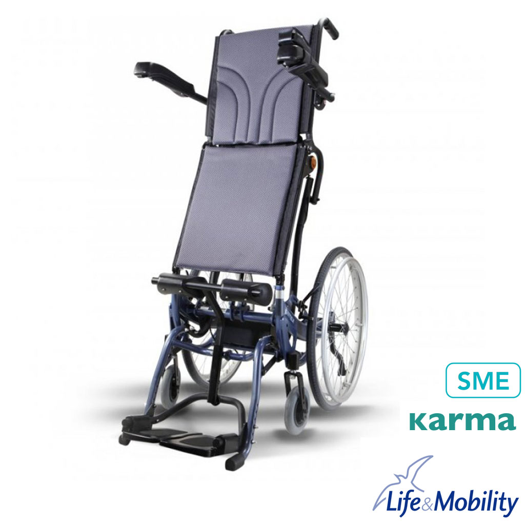 Karma SME 2in1 manueller Aktiv-Rollstuhl mit integrierter Stehfunktion- elektrische Stehfunktion per Handschalter- Stehen für Rollstuhlfahrer bis 120kg