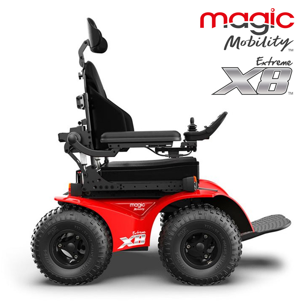 Magic Extreme X8 Elektrorollstuhl- Outdoor- Allrad- Made in Australia- 10 km-h- bis 182kg- weder Schlamm noch Sand- Schnee oder schwierige Wanderwege-nichts hlt den Extreme-X8 auf