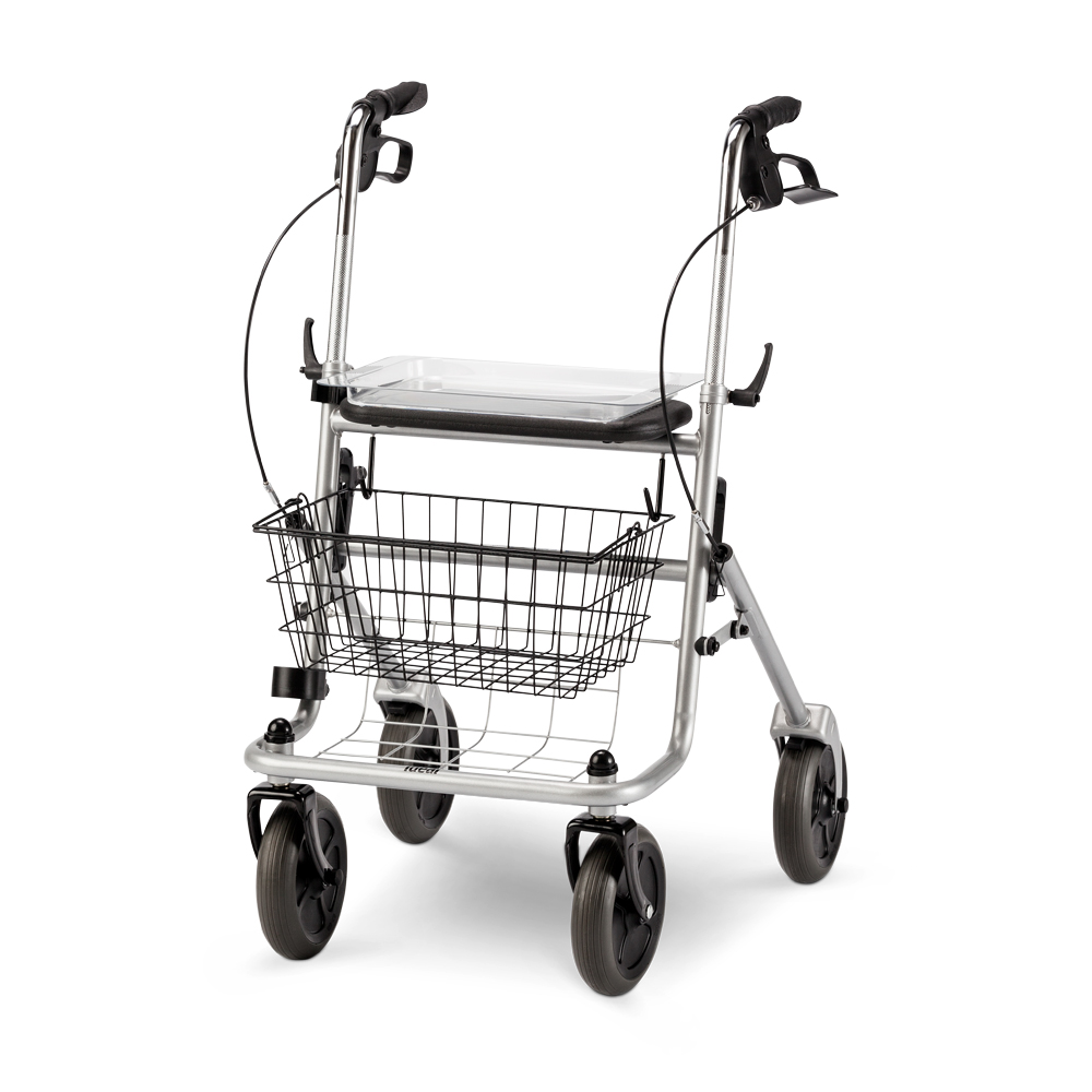 Meyra Ideal Rollator- Silber- Komplettset- Standardrollator- Stockhalter- Korb- Tablett- bis 130kg (neue Serie- dunkle Bereifung) unter Rollator (alle Modelle) > Rollator  Standard > Meyra