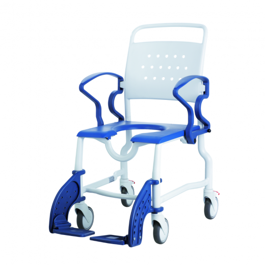 Rebotec Erfurt Toiletten-Rollstuhl- mit 5 Zoll Rädern- grau-blau- Toilettenstuhl- bis 130 kg
