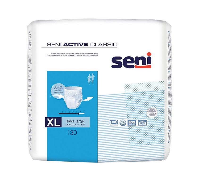 Seni Active Classic Extra Large- atmungsaktive- elastische Inkontinenzslips- Pants- XL (P-30)
