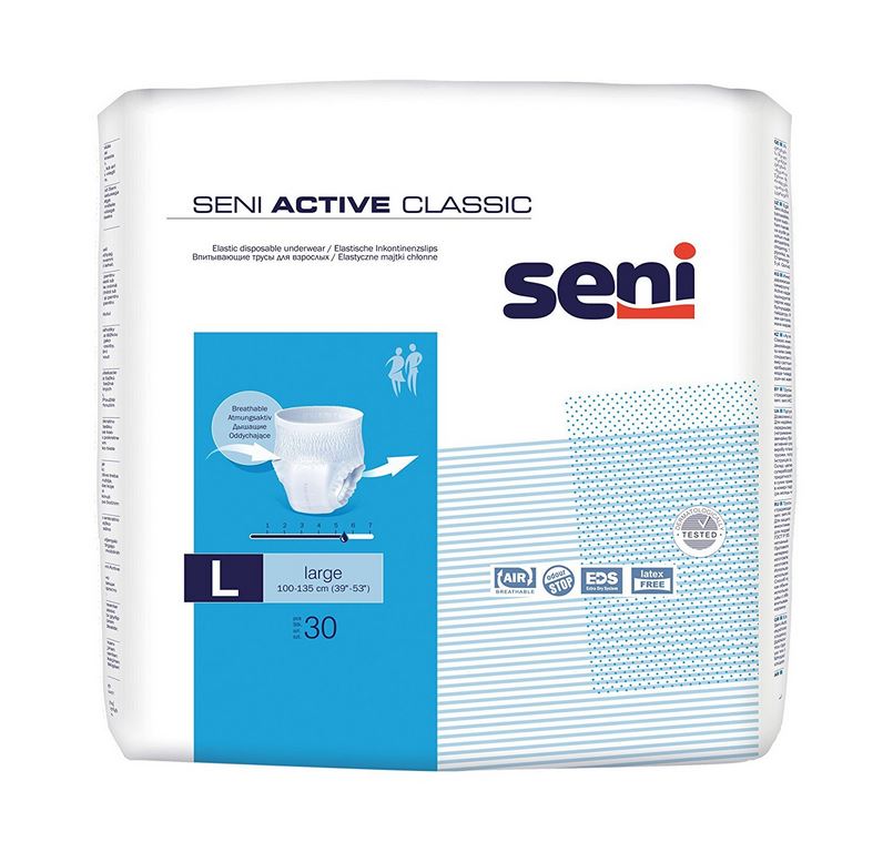 Seni Active Classic Large- atmungsaktive- elastische Inkontinenzslips- Pants- L (P-30)