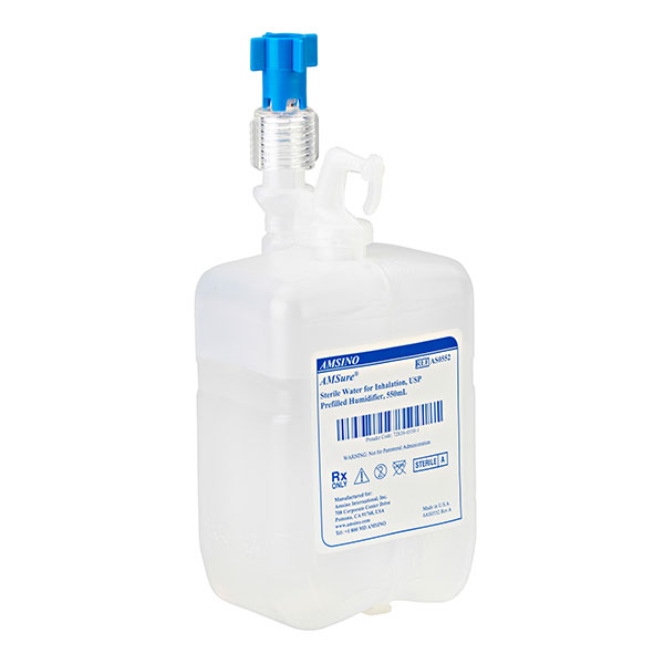 Sterilwasser AMSure 550ml im geschlossenen System- inkl- O2-Adapter zum Anschluss an Sauerstoffgeräte- steriles Wasser zur Inhalation in der Sauerstofftherapie (unser Respiflo Nachfolgeprodukt)