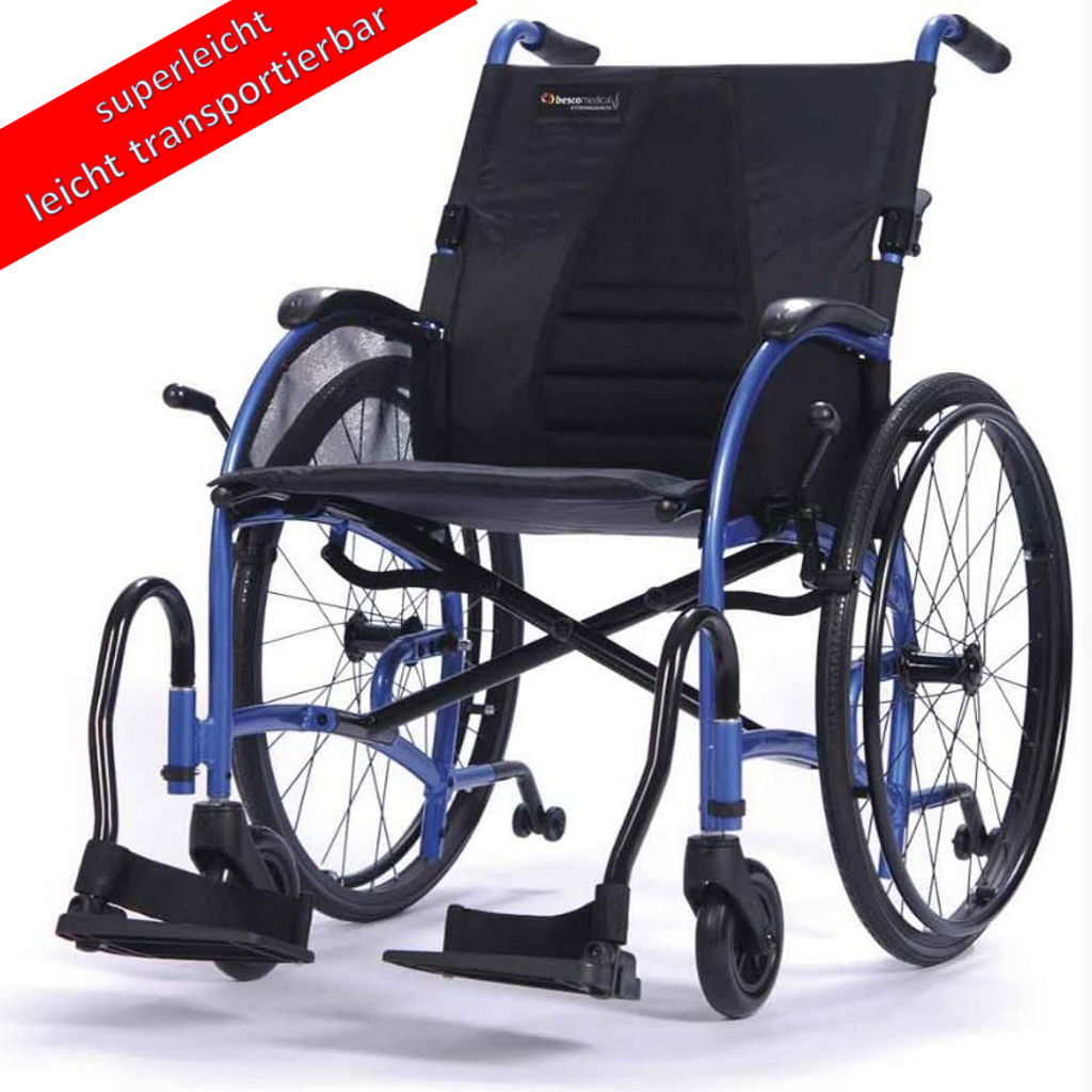 Strongback Rollstuhl- Ultraleichtgewicht nur 11-2 kg- SB 40cm (Small)- Steckachse mit 22 Zoll Rädern- inkl- Kippstützen- bis 135kg