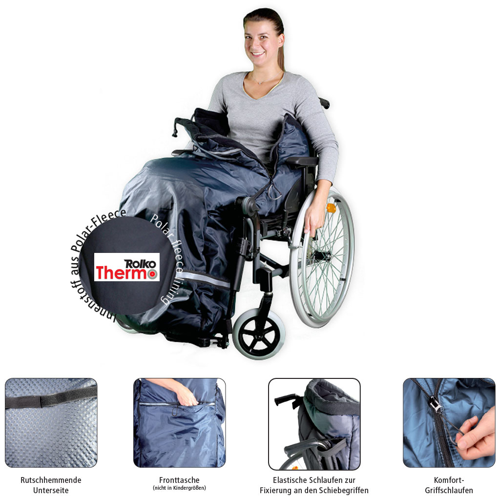 Thermo Rollstuhl Schlupfsack- Gr- L fr Erwachsene bis Grsse 180cm- Innenfutter Polar-Fleece- wasserabweisendes Aussenmaterial